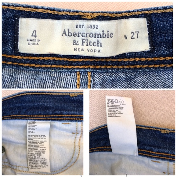 Abercrombie & Fitch Cotton Ripped MidRise Medium Wash Straight Buttoned Jeans 27 - Picture 9 of 16